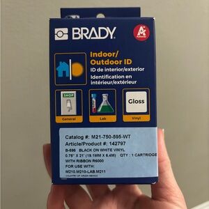 Brady Indoor/Outdoor ID Gloss Vinyl Label Cartridge - Black on White Vinyl